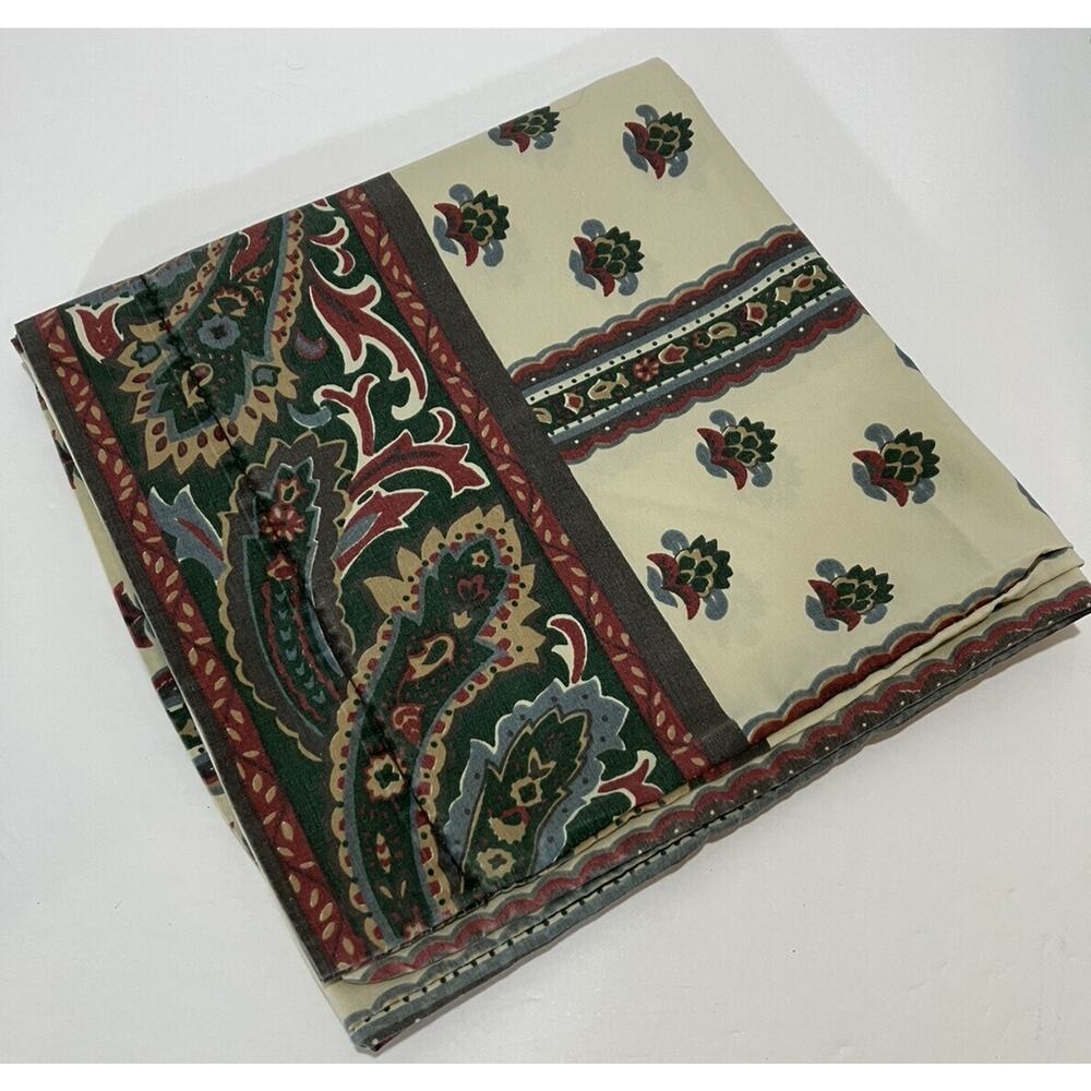 King Pillowcase Rectangle Beige Green Floral Paisley Blend Stevens Vintage